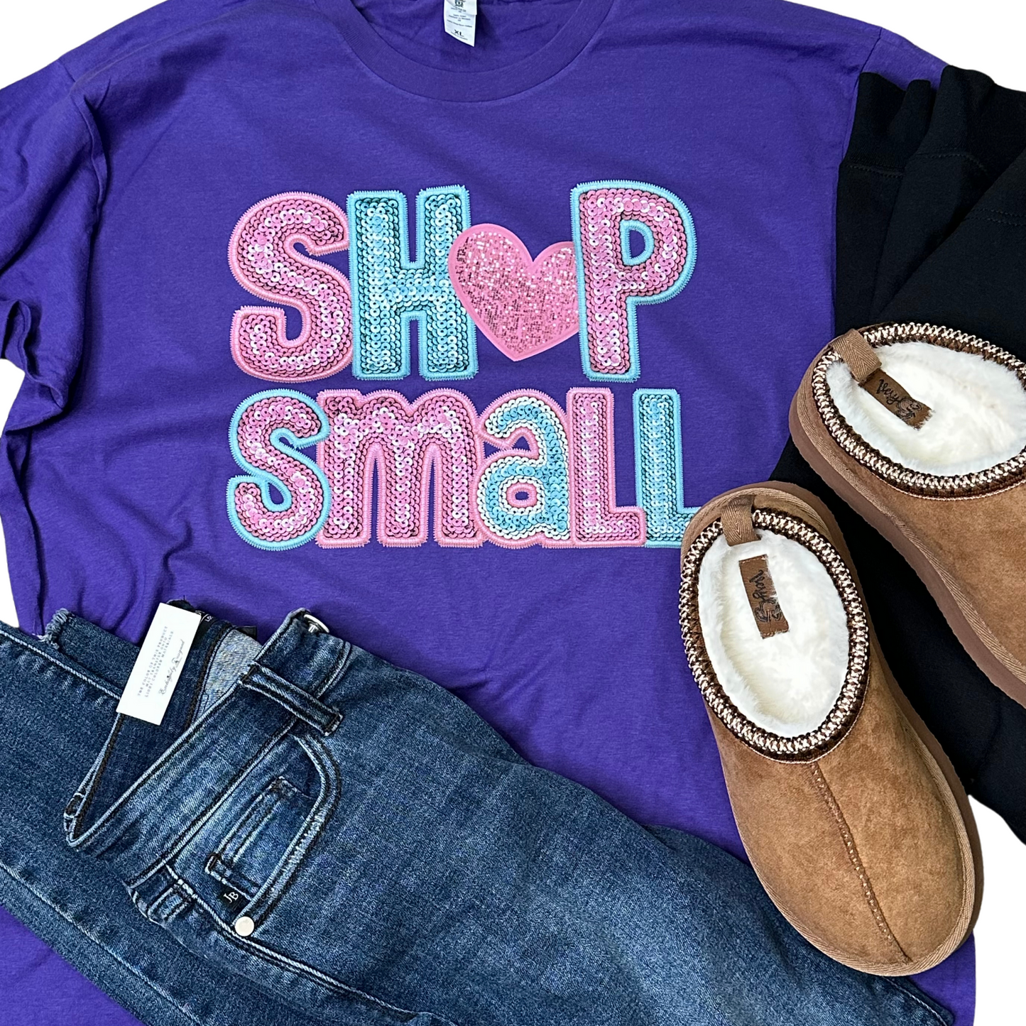 Shop Small Faux Sequin Purple Tee