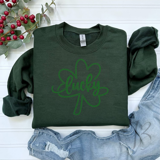 Lucky Shamrock Green Spangle SWEATSHIRT