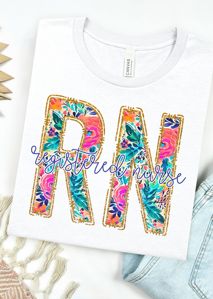 Floral RN Bella Canvas T-Shirt