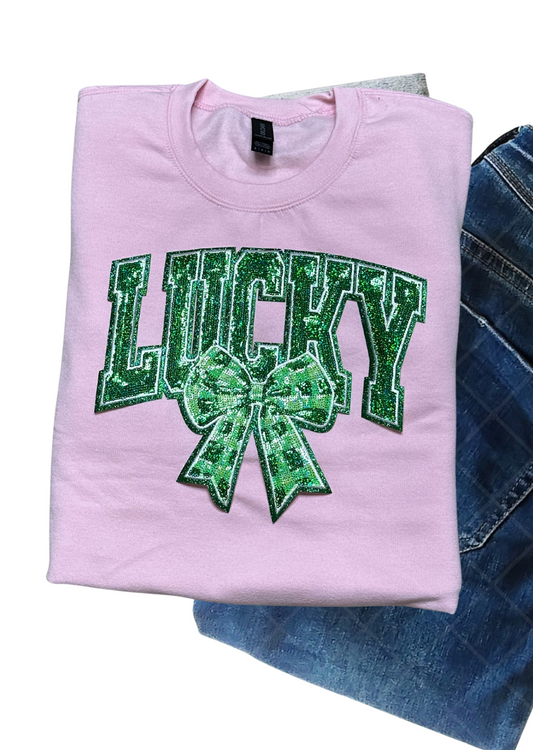 Lucky Bow Sequin Patch Sweatshirt