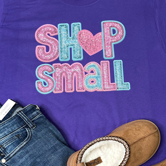 Shop Small Faux Sequin Purple Tee