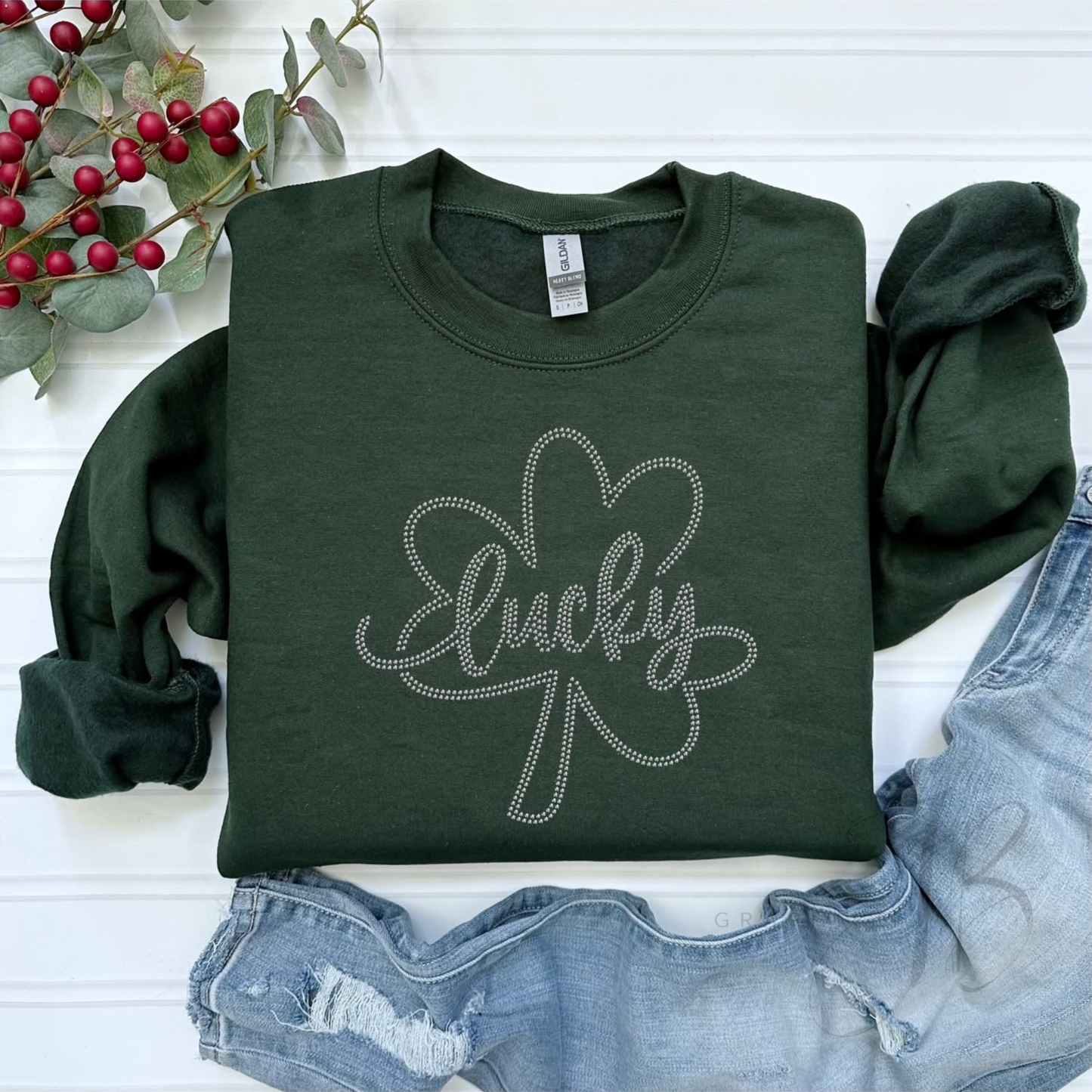 Lucky Shamrock Silver Spangle SWEATSHIRT