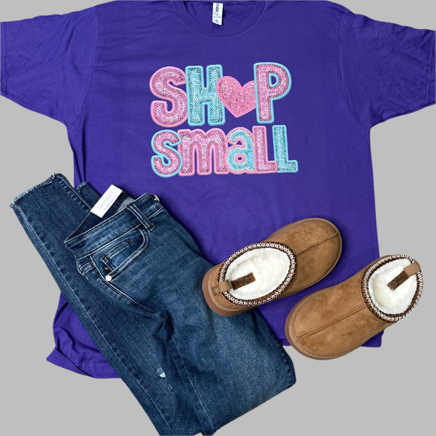 Shop Small Faux Sequin Purple Tee