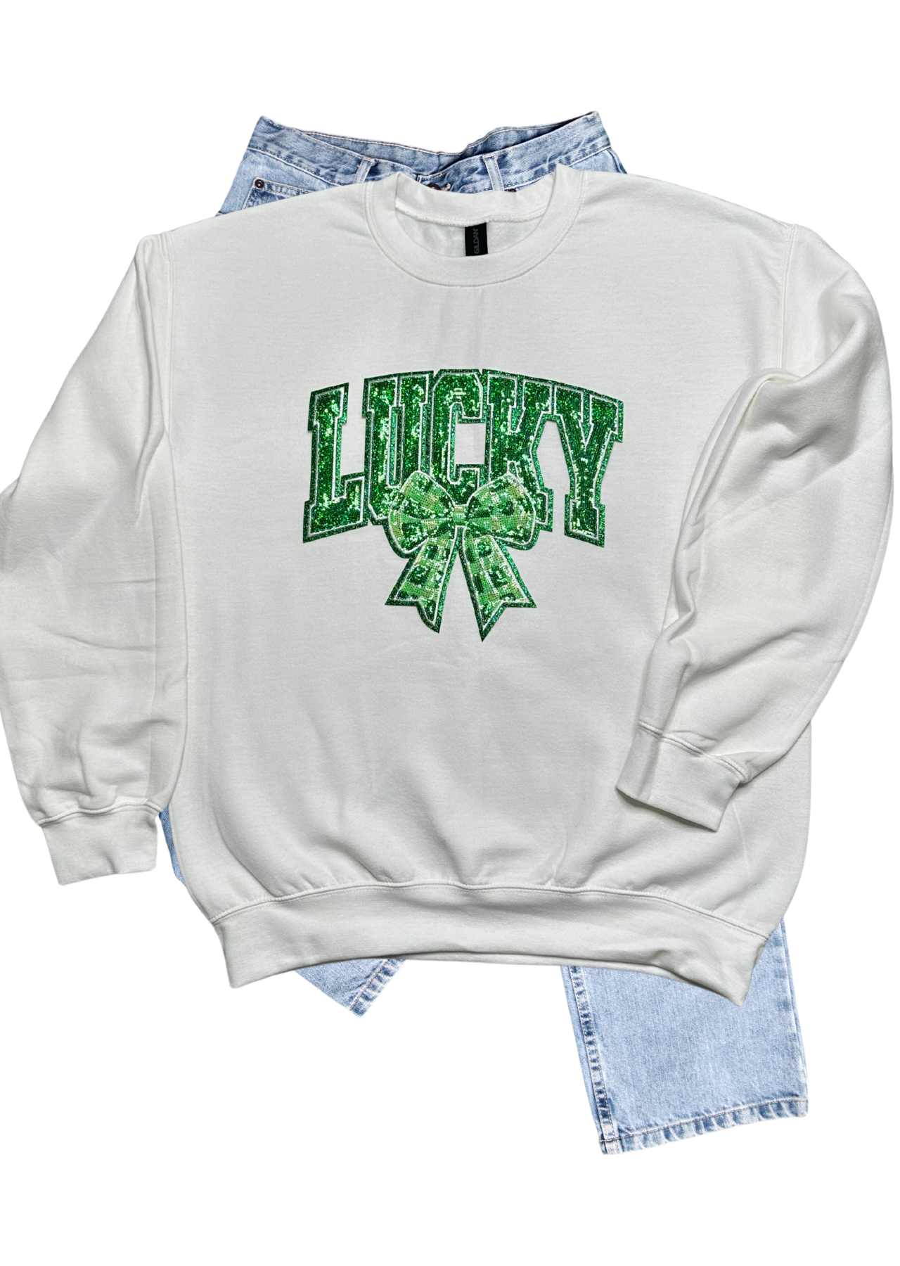 Lucky Bow Sequin Patch Sweatshirt