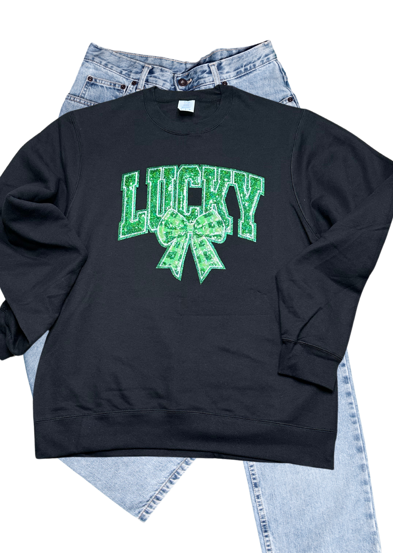 Lucky Bow Sequin Patch Sweatshirt