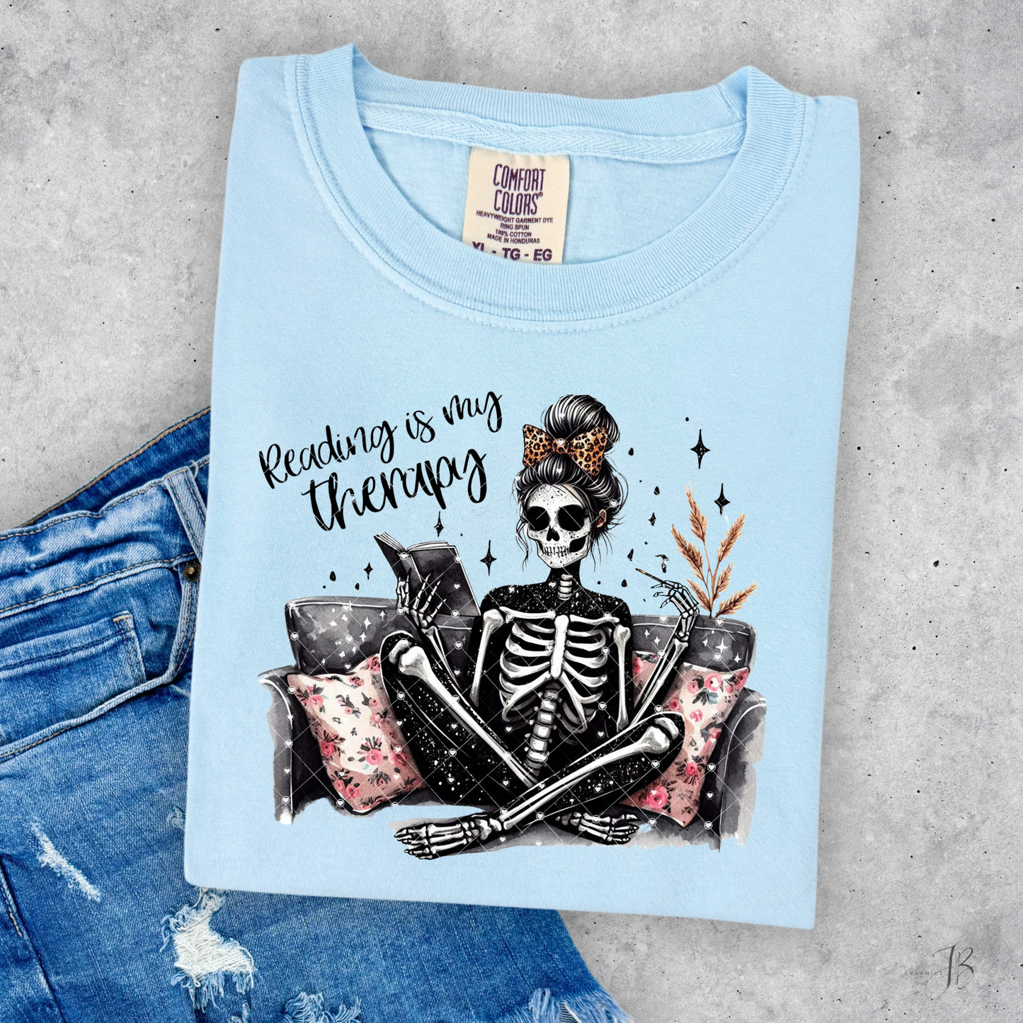 Reading is my Therapy Skelton Tee