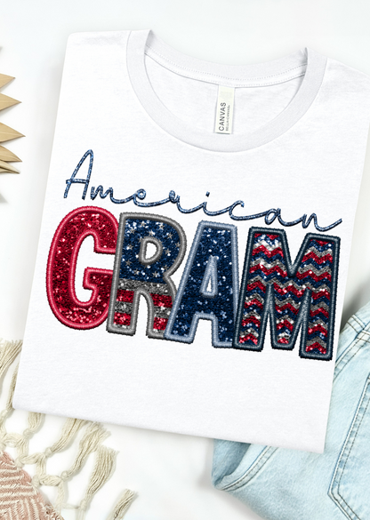 American Mom, Gram, Auntie Bella Canvas T-Shirt