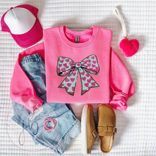 PREORDER: Sequin Heart Bow SWEATSHIRT