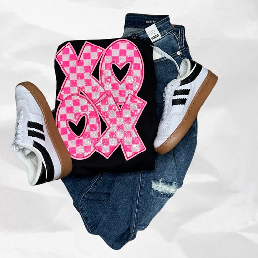 XOXO Pink Sequin Patch Sweatshirt