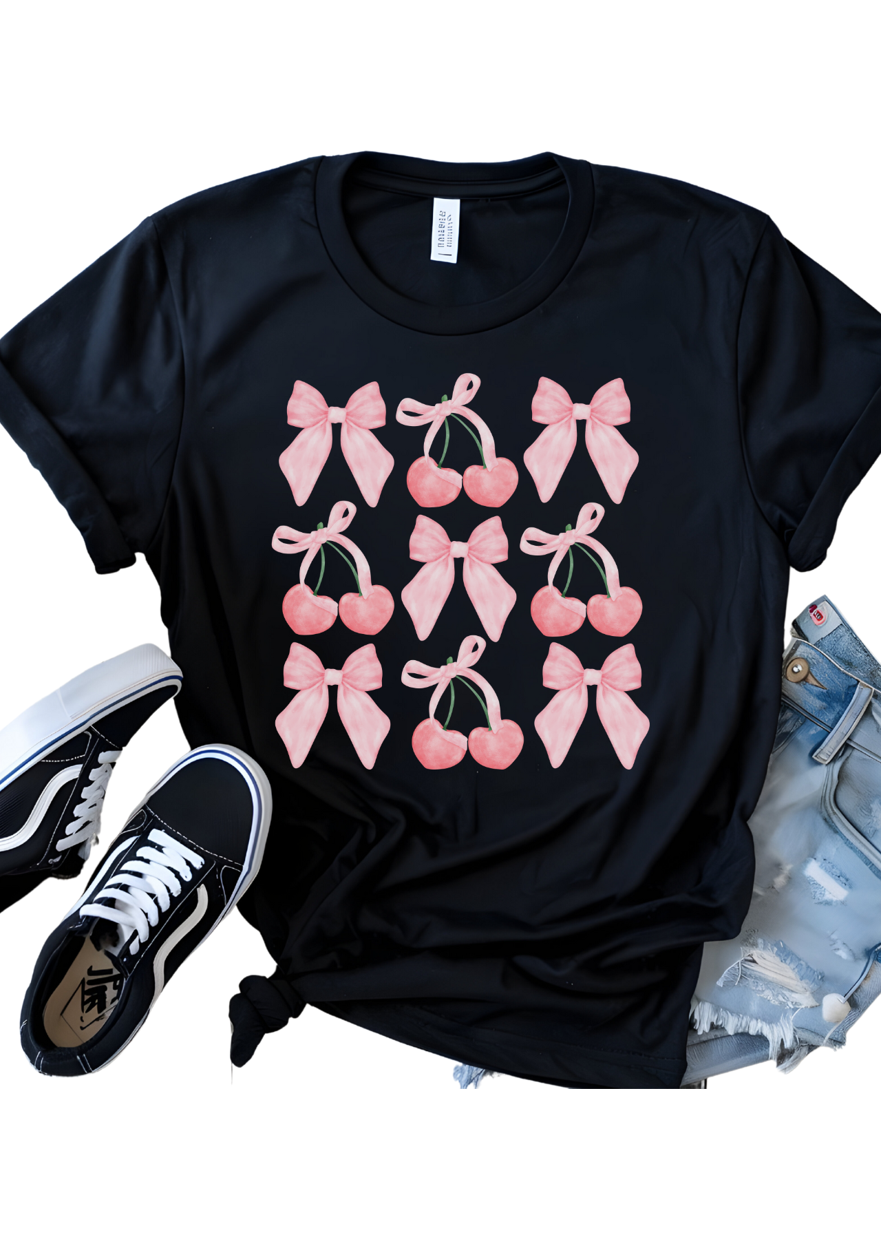 Coquette Bows & Cherries Bella Canvas T-Shirt