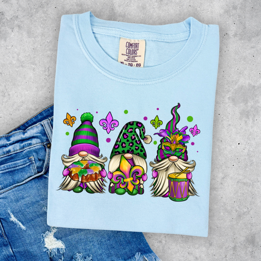 Mardi Gras Gnomes in Purple Tee