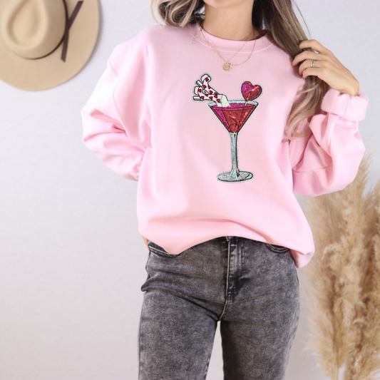 Martini Glass With Legs Sequin SWEATSHIRT