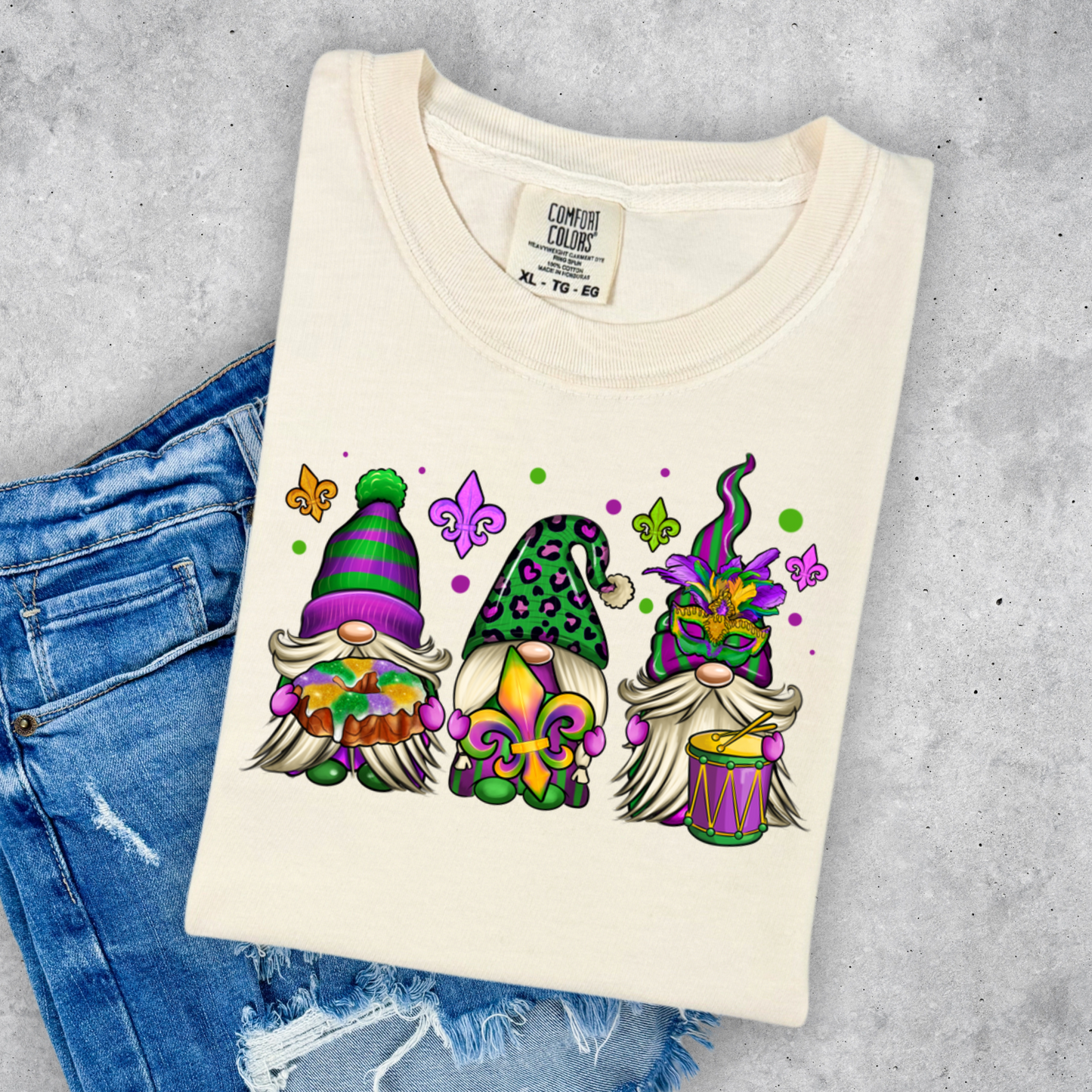 Mardi Gras Gnomes in Purple Tee