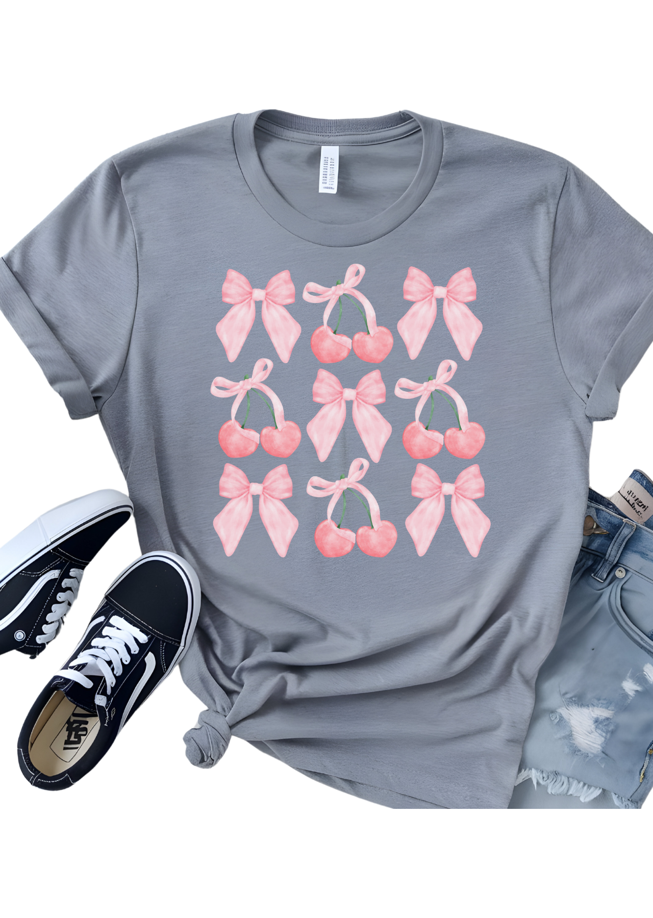 Coquette Bows & Cherries Bella Canvas T-Shirt