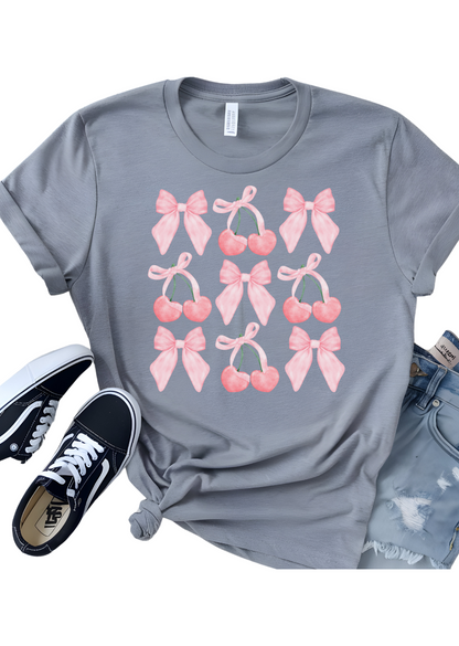 Coquette Bows & Cherries Bella Canvas T-Shirt